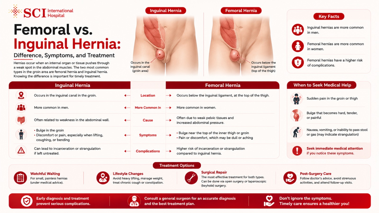Femoral vs. Inguinal Hernia: Difference, Symptoms, and Treatment