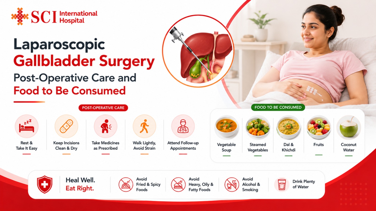 Laparoscopic Gallbladder Surgery Post-Operative Care and Food to Be Consumed