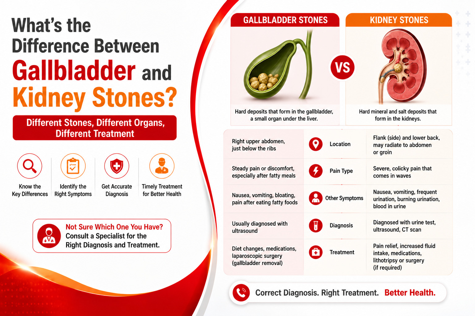 What’s the Difference Between Gallbladder and Kidney Stones?