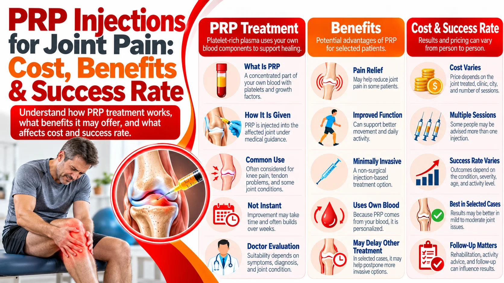 PRP Injections for Joint Pain: Cost, Benefits & Success Rate