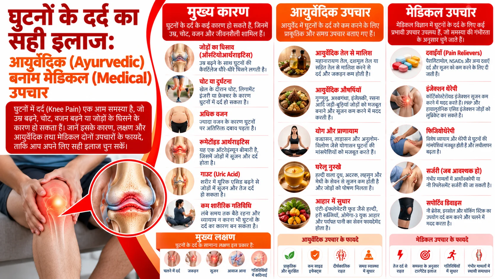 घुटनों के दर्द का सही इलाज: आयुर्वेदिक (Ayurvedic) बनाम मेडिकल (Medical) उपचार