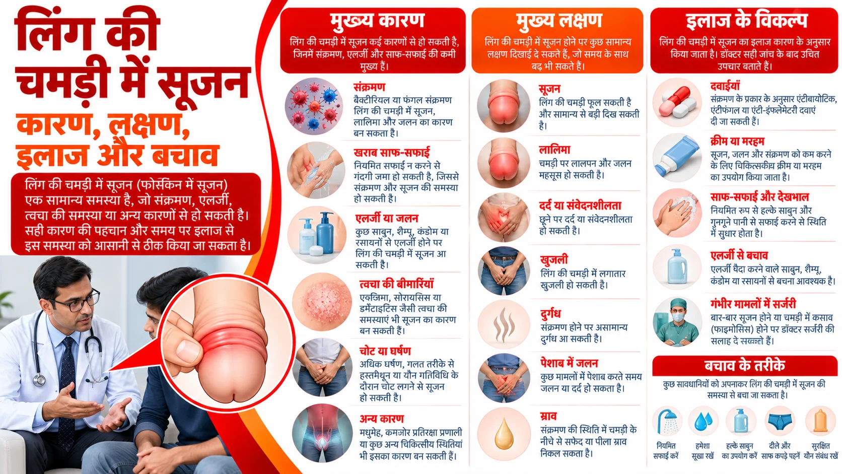 लिंग की चमड़ी में सूजन (Swollen Foreskin): कारण, लक्षण, इलाज और बचाव